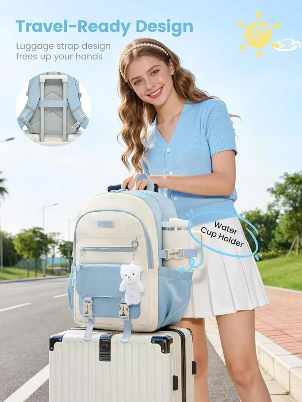 Cute Teen Girls School Backpack, Fits 15.6